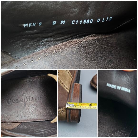 Two Tone Oxford Cole Haan Williams Size 9 Brown Leather Tan Suede Men's Dress - Picture 8 of 14